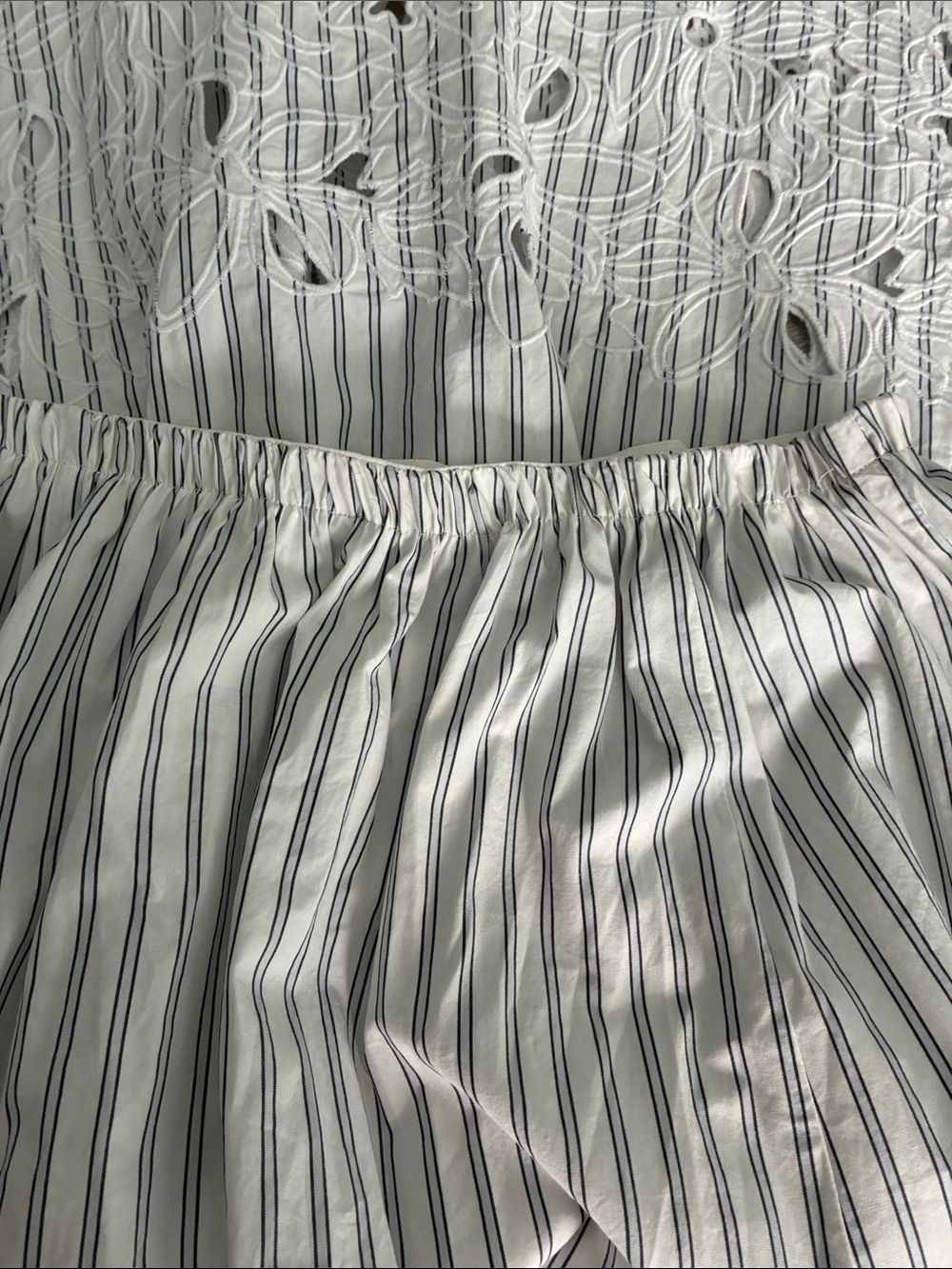 J. CREW Embroidered pull-on midi skirt in striped cotton poplin XS !Modified! - Picture 9 of 9